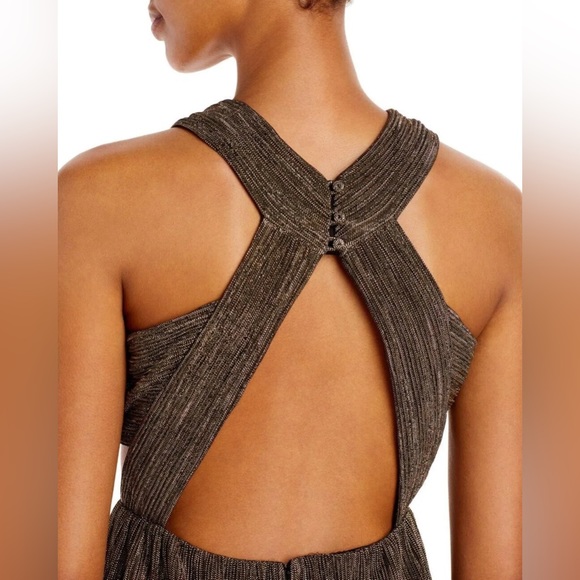 NWOT;BCBG Maxazria Pleated Metallic Evening Gown - Picture 6 of 12